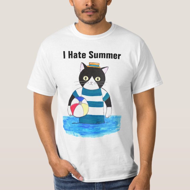 I Hate Summer Grumpy Cat in Swimsuit Hate beach T-Shirt (Front)