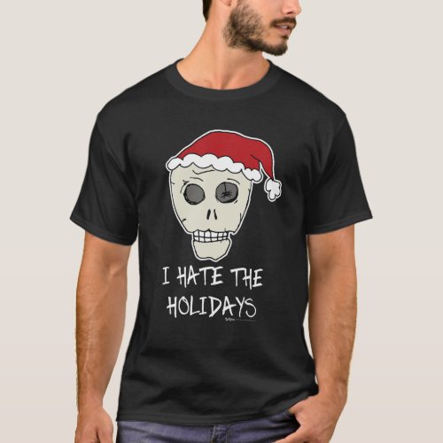 I Hate The Holidays Scull Anti Christmas Design T_Shirt