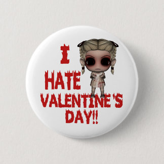 i hate valentines day emo punk girl button