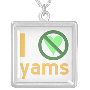 I Hate Yams No Love Silver Plated Necklace