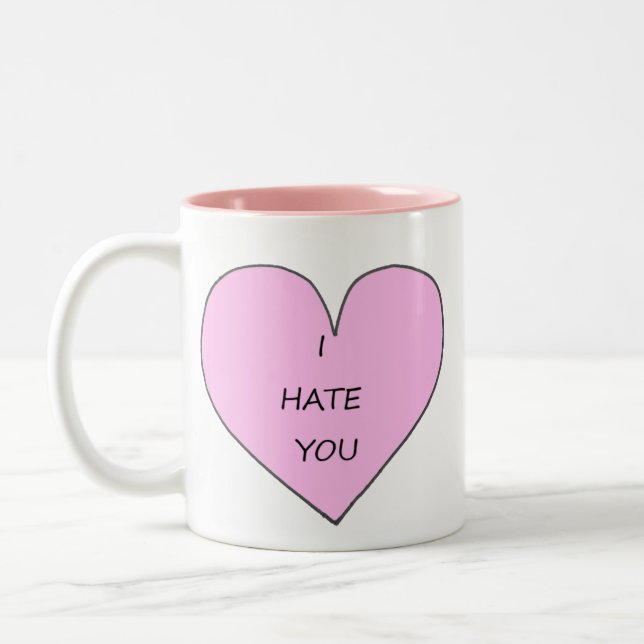 I hate you hipster heart Two-Tone coffee mug (Left)