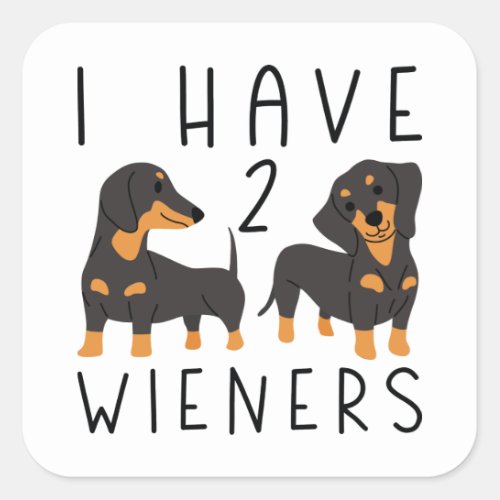 I Have 2 Wieners Square Sticker