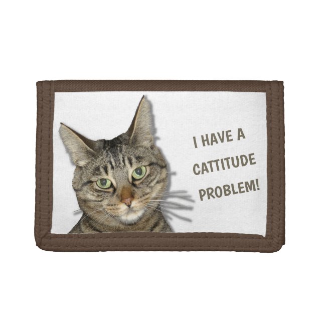 I have a cattitude problem! cute custom trifold wallet (Front)