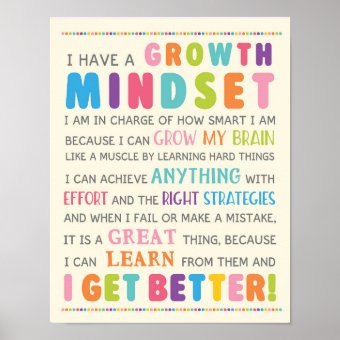 I Have A Growth Mindset Classroom Poster | Zazzle