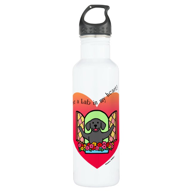 I have a Lab in my Heart (Black Lab) Stainless Steel Water Bottle (Front)