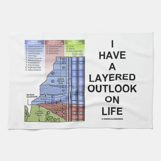 I Have A Layered Outlook On Life (Geology Humor) Kitchen Towel