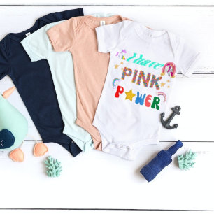 I Have A pink Power unicorn rainbow colorful  Baby Bodysuit