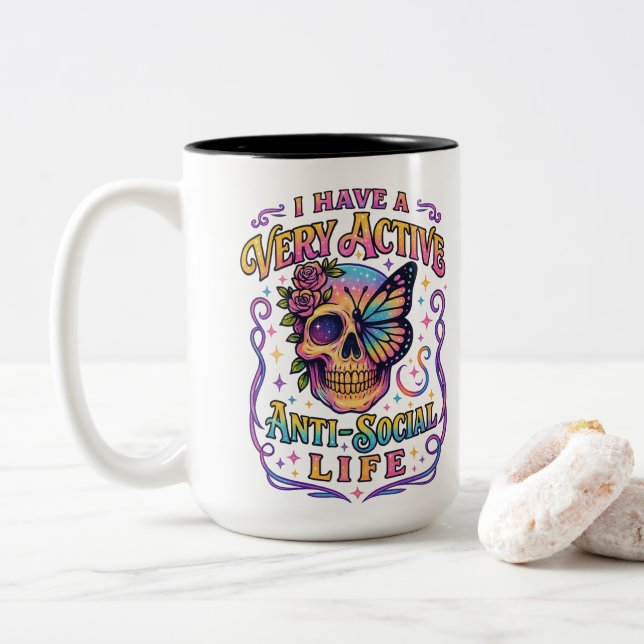 I Have A Very Active.... Two-Tone Coffee Mug (With Donut)