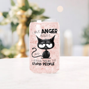 I Have Anger Issues Funny Cat Lover Gift Can Glass