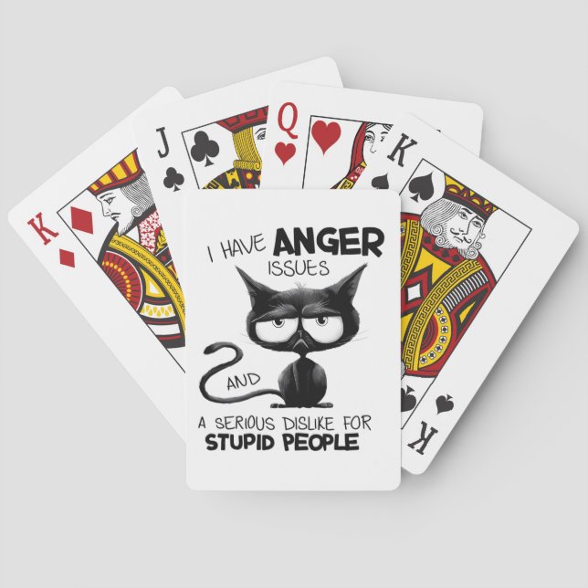 I Have Anger Issues Funny Cat Lover Gift  Poker Cards (Back)