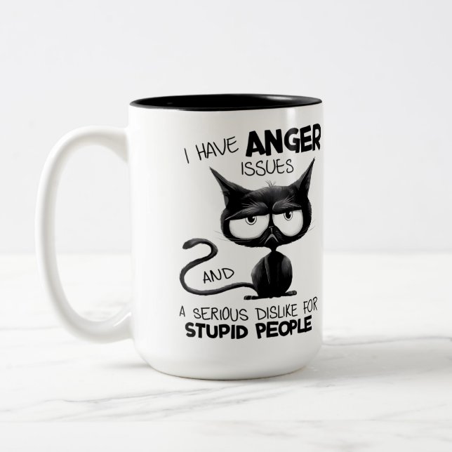 I Have Anger Issues Funny Cat Lover Gift  Two-Tone Coffee Mug (Left)