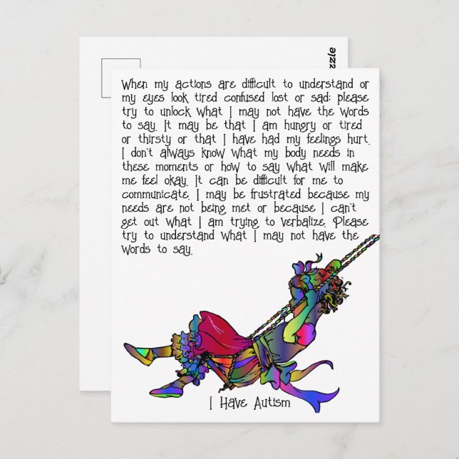I Have Autism Postcard (Front/Back)