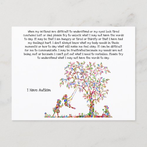 I Have Autism Postcard