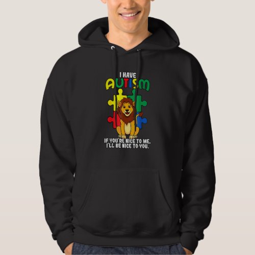 I Have Autism Puzzle Piece Lion Awareness Day Aspe Hoodie