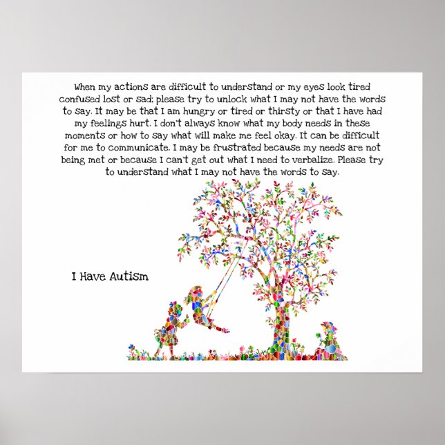 I Have Autism Wall Art Poster (Front)