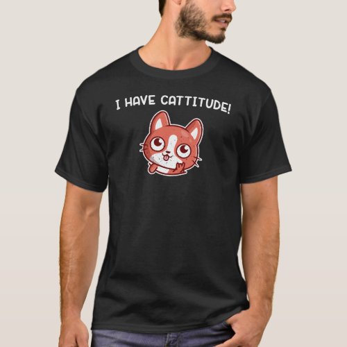 I Have Cattitude Sign of the Horns Hand Goth Funny T_Shirt