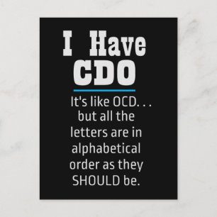 I have CDO black Funny OCD Humor Postcard
