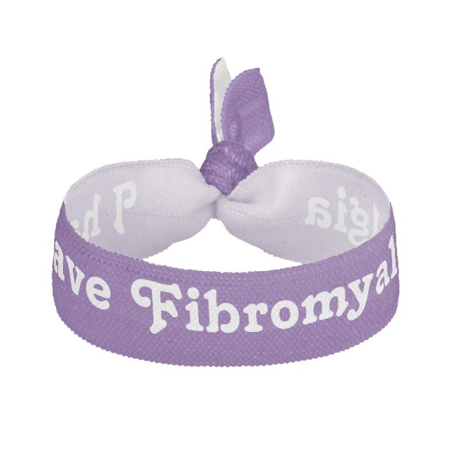 I have Fibromyalgia Purple and White Bracelet Elastic Hair Tie (Front)