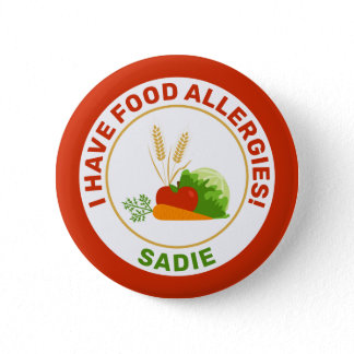 I Have Food Allergies & Name With Cartoon Foods Button