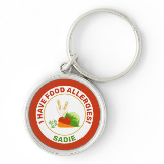 I Have Food Allergies & Name With Cartoon Foods Keychain