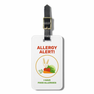 I Have Food Allergies & Name With Cartoon Foods Luggage Tag