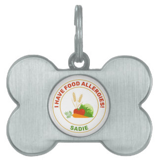 I Have Food Allergies & Name With Cartoon Foods Pet ID Tag