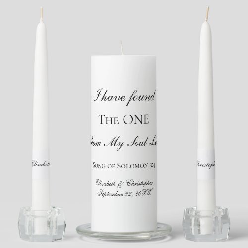 I have Found The One Whom My Soul Loves Wedding  Unity Candle Set