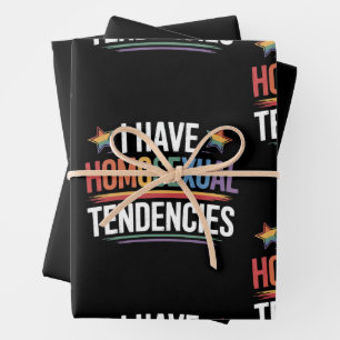 I Have Homosexual Tendencies LGBTQ Pride Rainbow Wrapping Paper Sheets