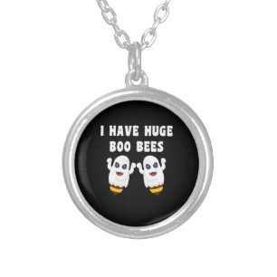 I Have Huge Boo Bees Halloween Matching Silver Plated Necklace