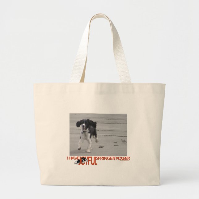 I Have Joyful Springer Power Customize With Photo Large Tote Bag (Front)
