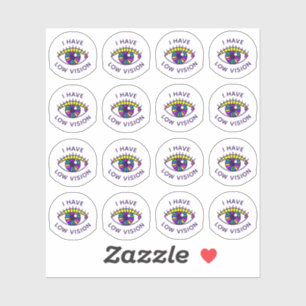 I Have Low Vision Blind Eyeball Nametag Badge Icon Sticker