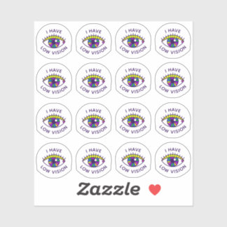 I Have Low Vision Blind Eyeball Nametag Badge Icon Sticker