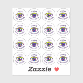 I Have Low Vision Blind Eyeball Nametag Badge Icon Sticker