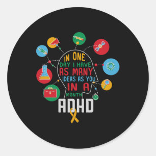 I Have Many Ideas Adhd Awareness Comfort Colors Ad Classic Round Sticker