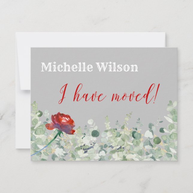 I Have Moved Eucalyptus Elegant Budget Moving   Announcement (Front)