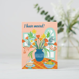 I HAVE MOVED Floral Bouquet New Home Address Cute Postcard