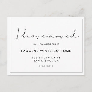 I have moved handwritten minimalist announcement postcard