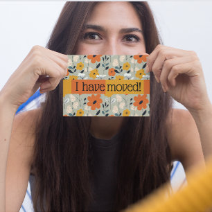 I Have Moved Mid Century Floral Announcement Postcard