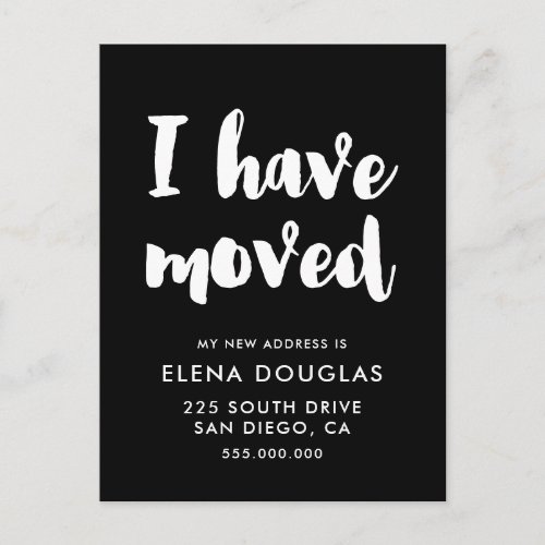 I have moved Modern Moving announcement black Postcard