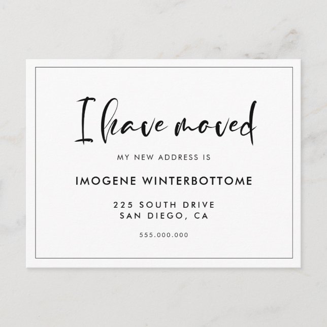 I have moved Modern trendy typography announcement Postcard (Front)
