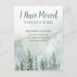 I Have Moved Rustic Forest Postcard at Zazzle