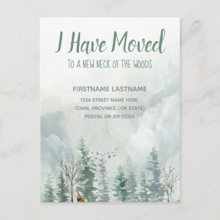 I Have Moved Rustic Forest Postcard