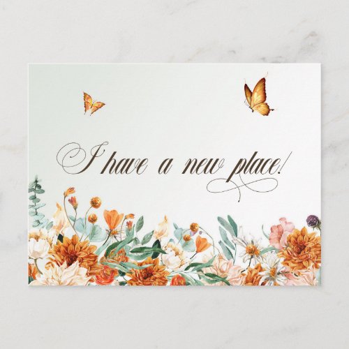 I have moved summer flowers and butterflies  postcard