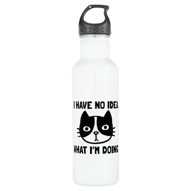 I Have No Idea What I'm Doing Cat Stainless Steel Water Bottle (Front)
