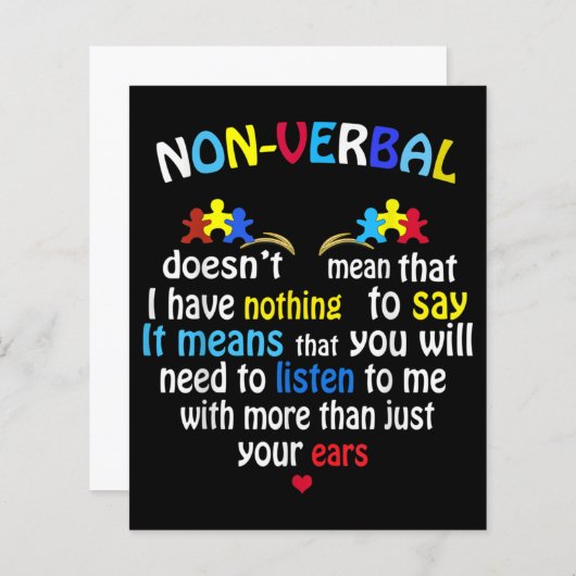 I Have Nonverbal Autism Awareness Puzzle Piece (Front/Back)