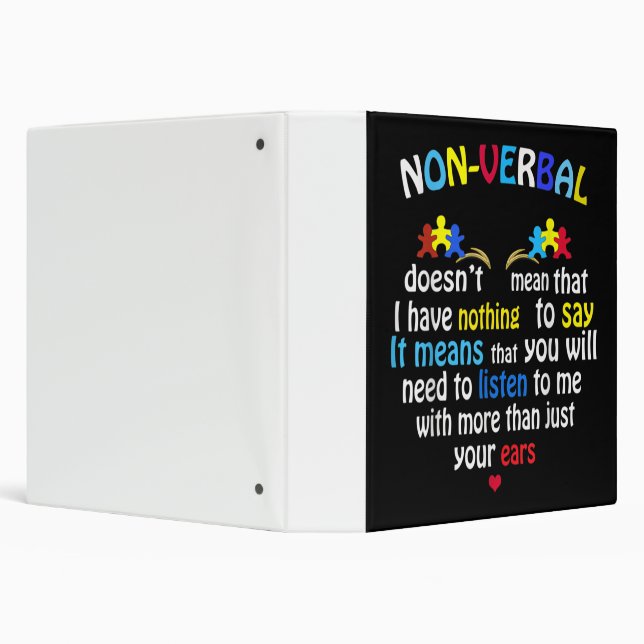 I Have Nonverbal Autism Awareness Puzzle Piece 3 Ring Binder (Background)
