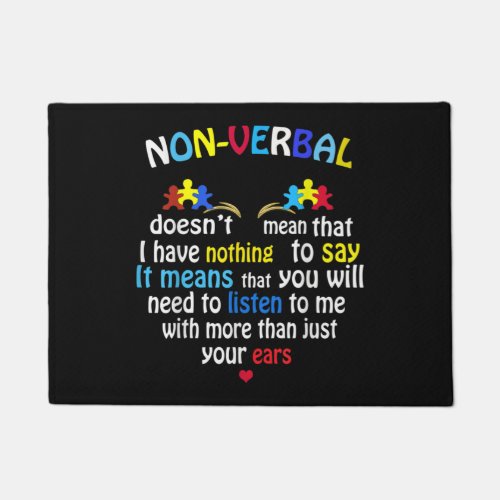 I Have Nonverbal Autism Awareness Puzzle Piece Doormat