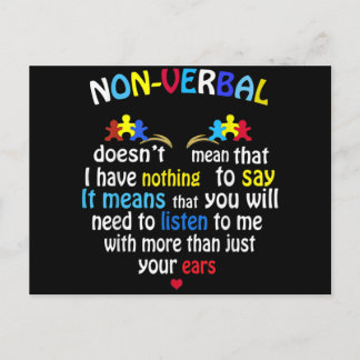 I Have Nonverbal Autism Awareness Puzzle Piece Holiday Postcard