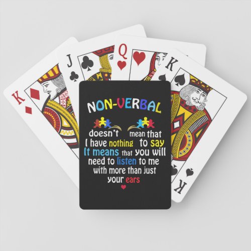 I Have Nonverbal Autism Awareness Puzzle Piece Poker Cards