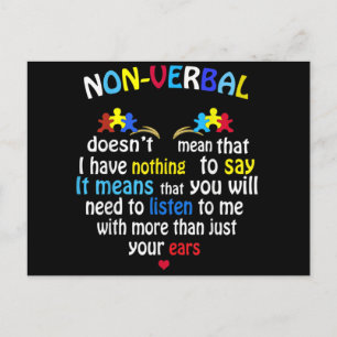 I Have Nonverbal Autism Awareness Puzzle Piece Postcard